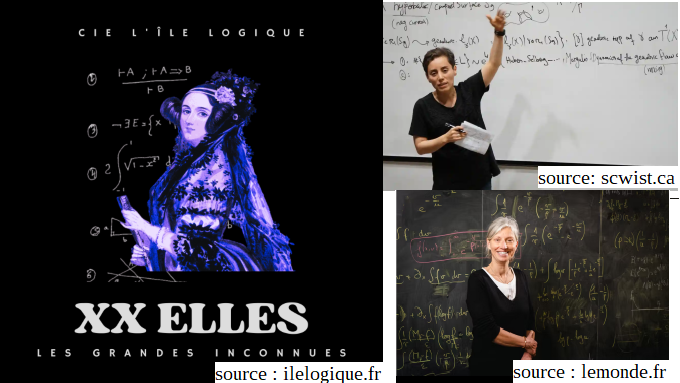 Affiche de la pièce de théâtre et mathématiciennes inspirantes